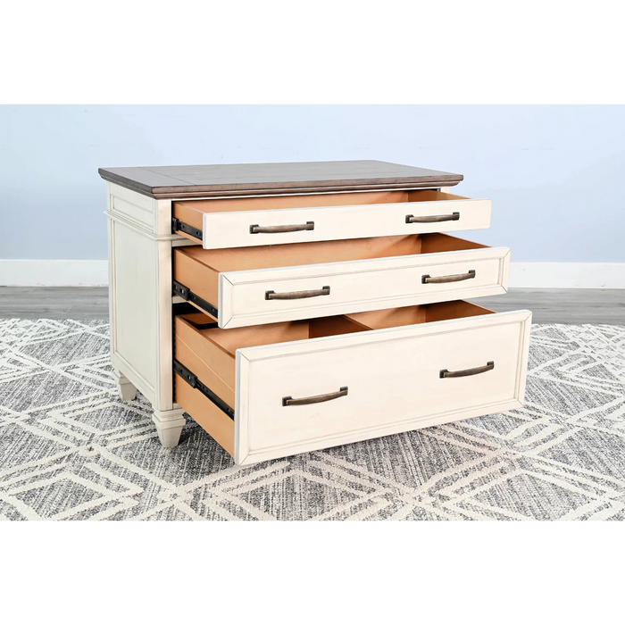 Purity Craft Lateral File Cabinet Marble White and Buck Skin