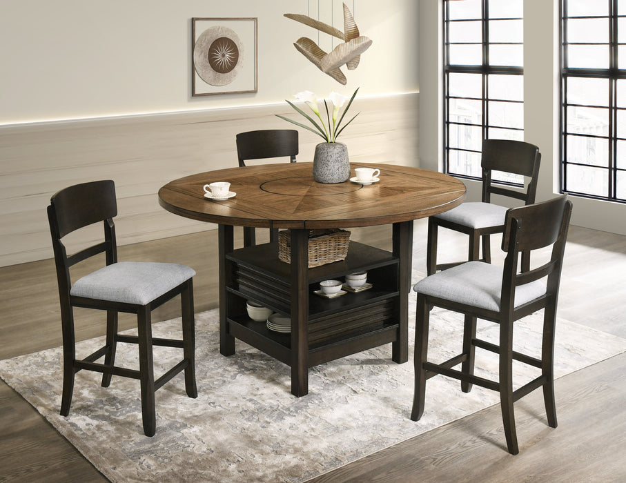 Oakly Brown Round/Square Counter Height Dining Set