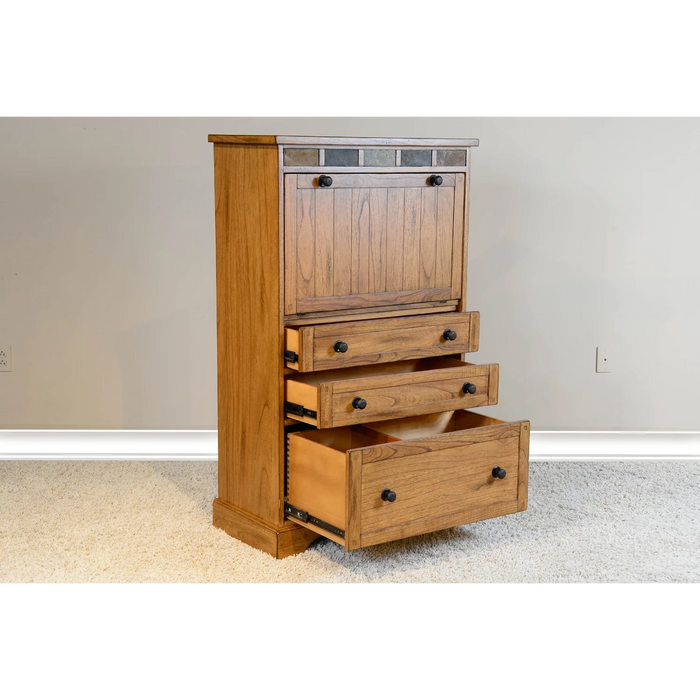 Purity Craft Sedona 52.5' Traditional Wood Laptop Armoire in Rustic Oak