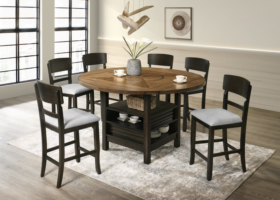 Oakly Brown Round/Square Counter Height Dining Set