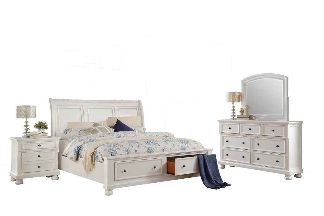 Laurelin White Sleigh Storage Platform Bedroom Set