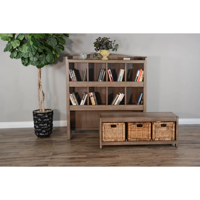 Purity Craft Doe Valley 57' Wood Storage Bookcase and Bench in Light Brown Buckskin