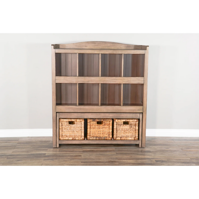 Purity Craft Doe Valley 57' Wood Storage Bookcase and Bench in Light Brown Buckskin