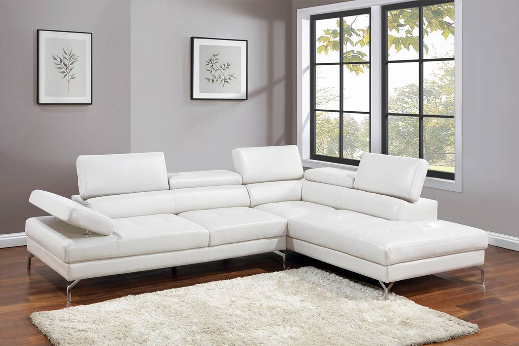 Left Facing Sofa, Right Facing Chaise Sectional Set - White