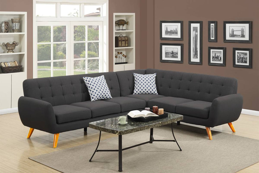 Left Facing Sofa, Right Facing Loveseat Wedge Sectional Set - Ash Black