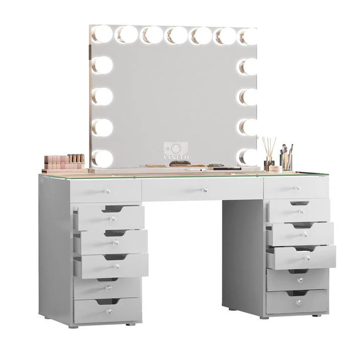 VANITII Eva Vanity Desk - 13 Storage Drawers