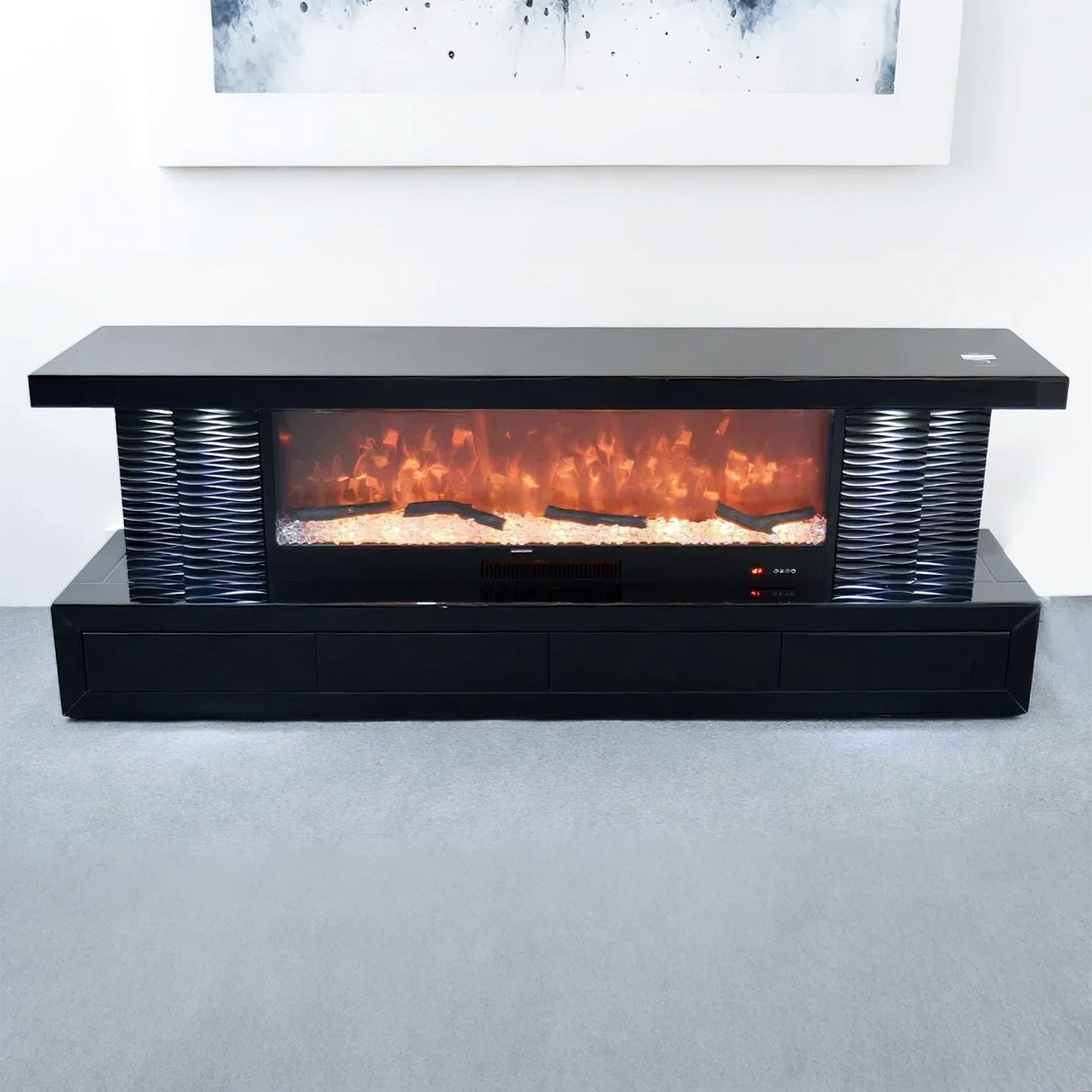 VANITII TV Stand LED Mirrored Fireplace