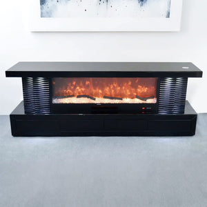 VANITII TV Stand LED Mirrored Fireplace