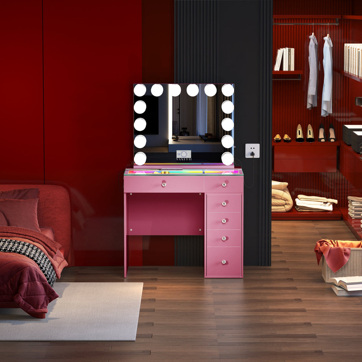 VANITII Mini Diana Vanity Set -6 Storage Drawers with Mirror