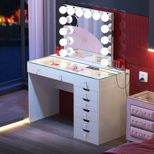 VANITII Diana Vanity Desk - 8 Storage Drawers