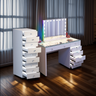 Promotion! VANITII Diana 8 Drawers Vanity Desk with Full Light and 18 Bulbs RGB Vanity Mirror and 9 Drawer Storage Unit (Only Sell on Dallas)