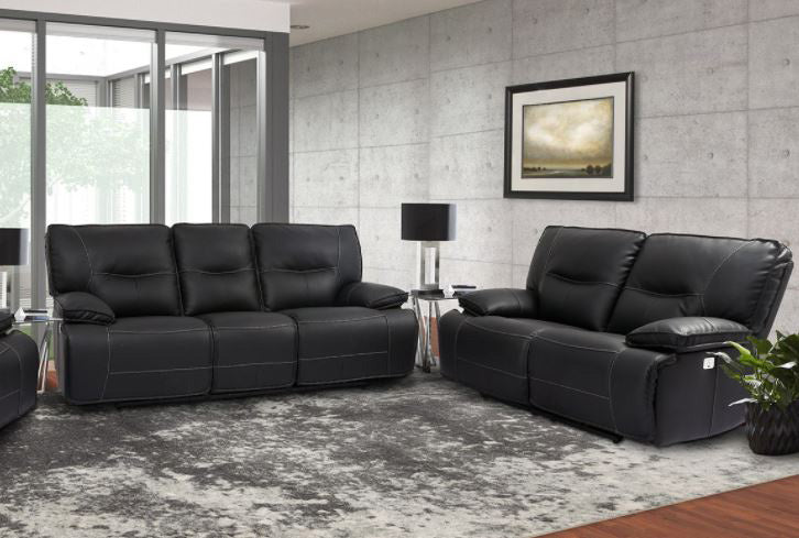 Modern Living - Spartacus 2 Piece Power Double Reclining Sofa Set with USB Port & Power Headrest in Black - MSPA#832PH-22PH-BLC-2SET