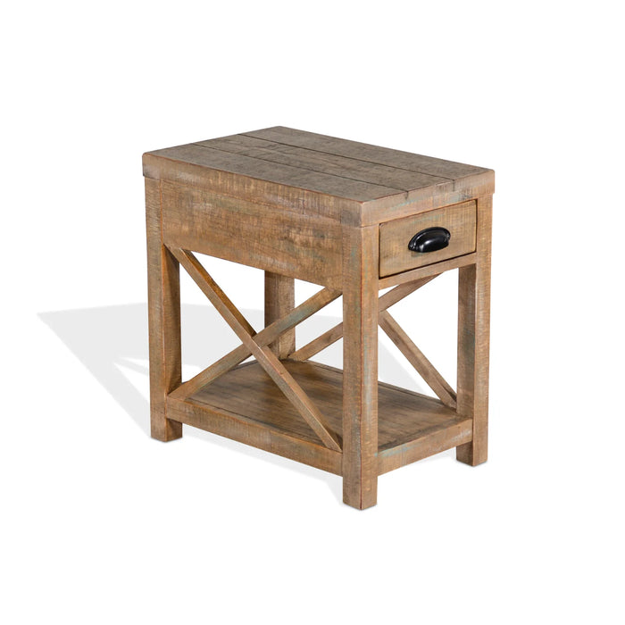 Purity Craft Durango Coastal Mahogany Wood Chairside Table in Weathered Brown