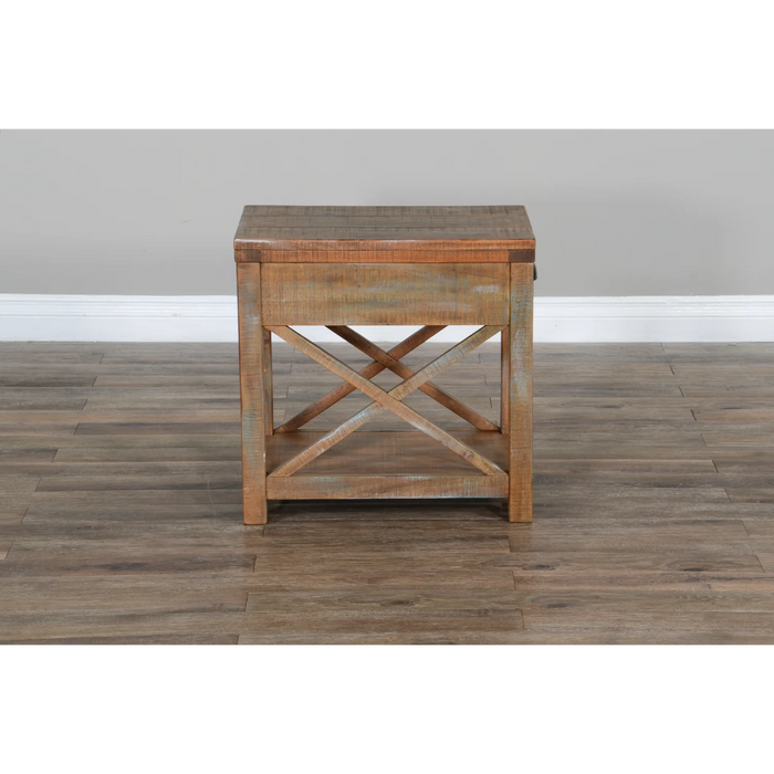 Purity Craft Durango Coastal Mahogany Wood Chairside Table in Weathered Brown