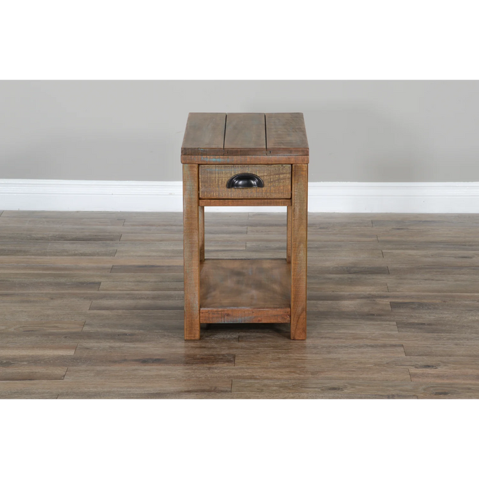 Purity Craft Durango Coastal Mahogany Wood Chairside Table in Weathered Brown