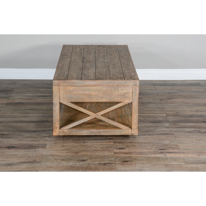 Purity Craft Durango 48' Coastal Wood Cocktail Table in Weathered Brown