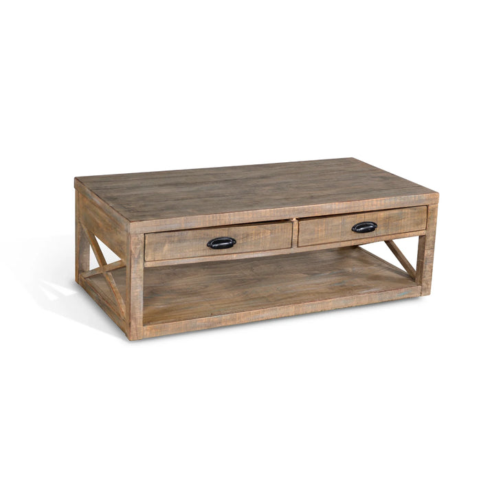 Purity Craft Durango 48' Coastal Wood Cocktail Table in Weathered Brown