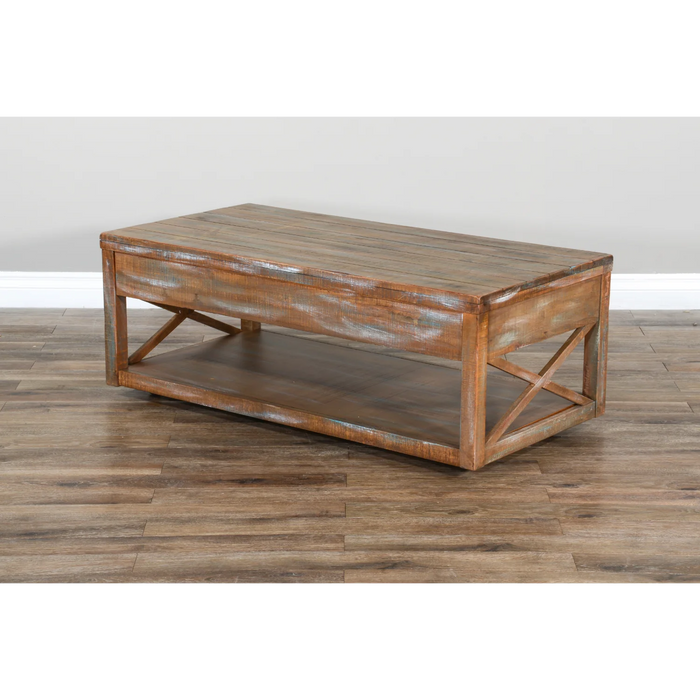 Purity Craft Durango 48' Coastal Wood Cocktail Table in Weathered Brown