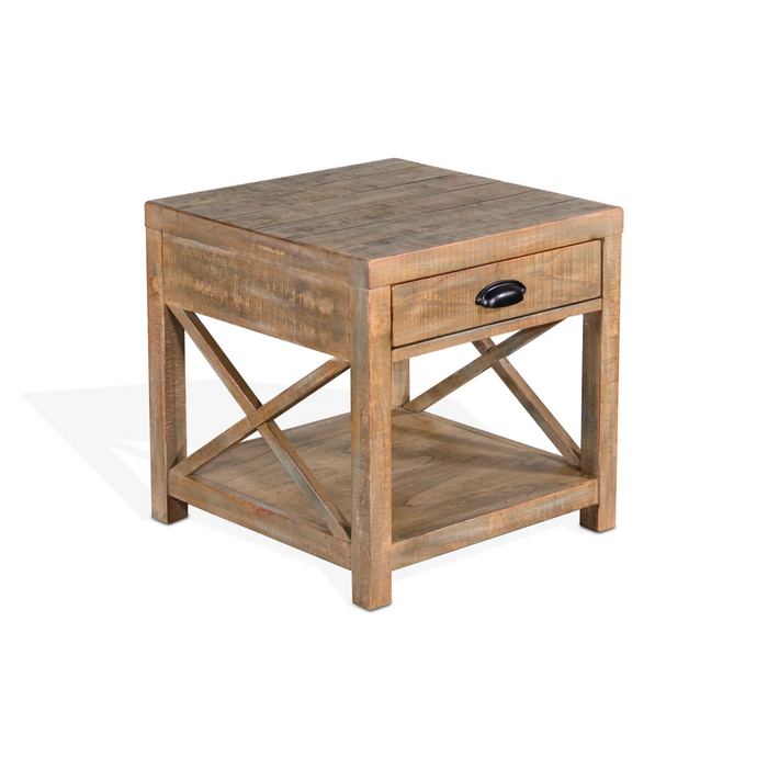 Purity Craft Durango 22' Coastal Mahogany Wood End Table in Weathered Brown