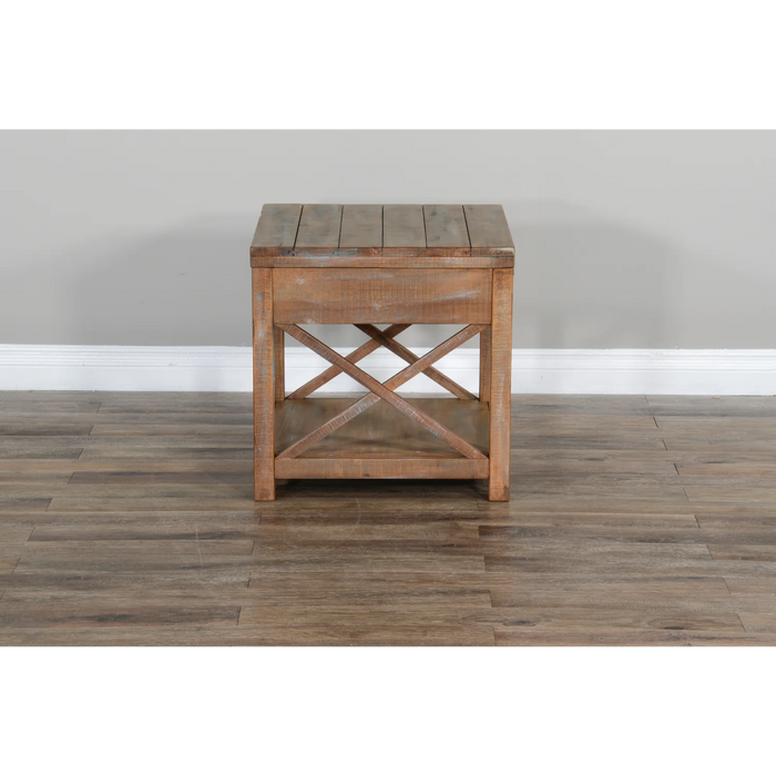 Purity Craft Durango 22' Coastal Mahogany Wood End Table in Weathered Brown