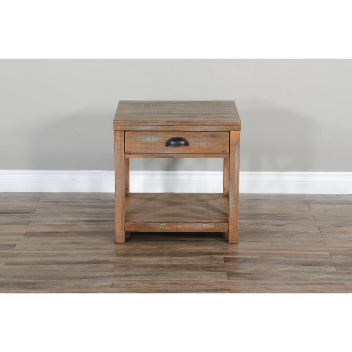 Purity Craft Durango 22' Coastal Mahogany Wood End Table in Weathered Brown