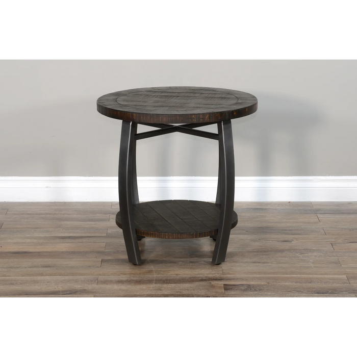 Purity Craft Homestead 24' Mahogany Wood & Metal End Table in Tobacco Leaf