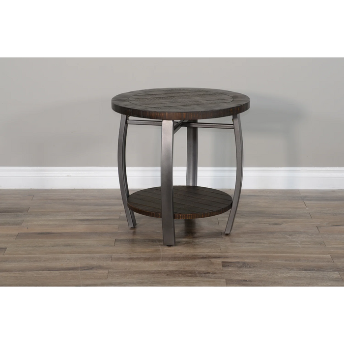 Purity Craft Homestead 24' Mahogany Wood & Metal End Table in Tobacco Leaf