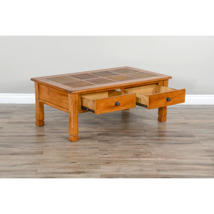 Purity Craft Sedona 49' Transitional Wood Coffee Table in Rustic Oak