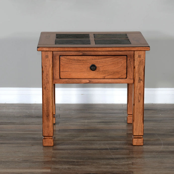 Purity Craft Sedona 26' Transitional Wood End Table in Rustic Oak