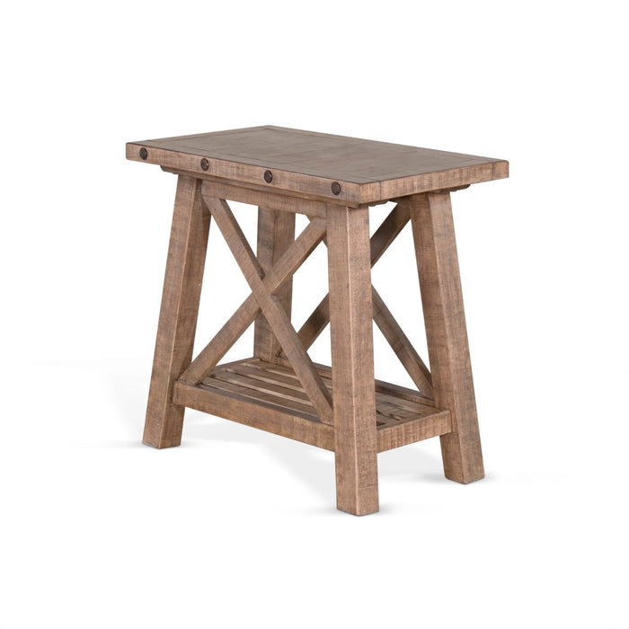 Purity Craft Vivian 16' Farmhouse Mahogany Wood Chair Side Table in Light Brown Desert Rock