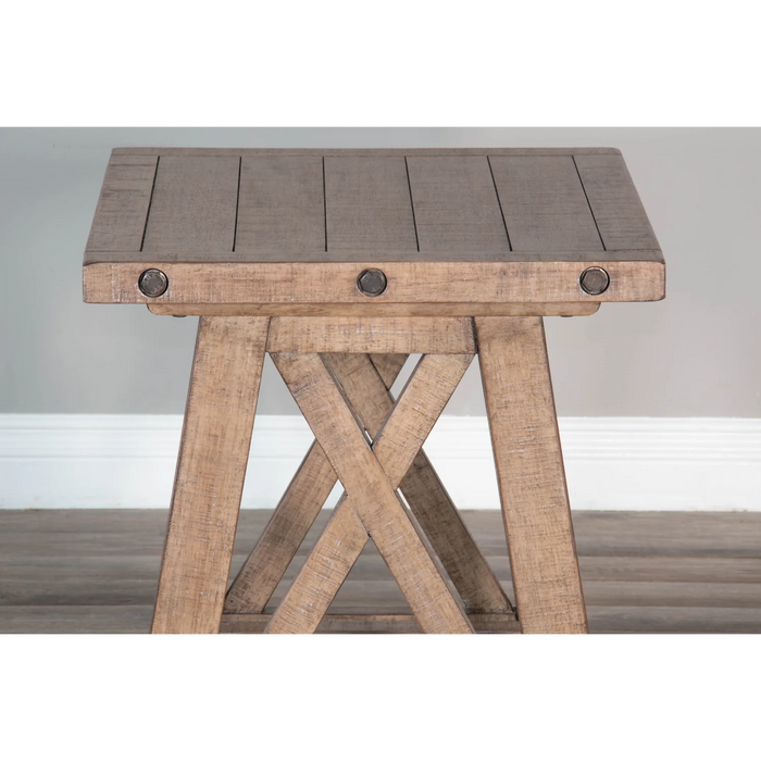 Purity Craft Vivian 24' Farmhouse Mahogany Wood End Table in Light Brown Desert Rock