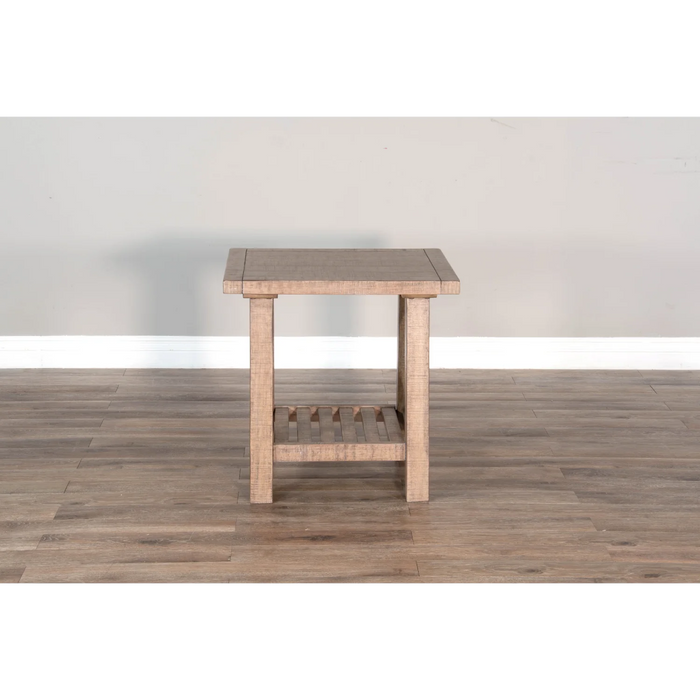 Purity Craft Vivian 24' Farmhouse Mahogany Wood End Table in Light Brown Desert Rock