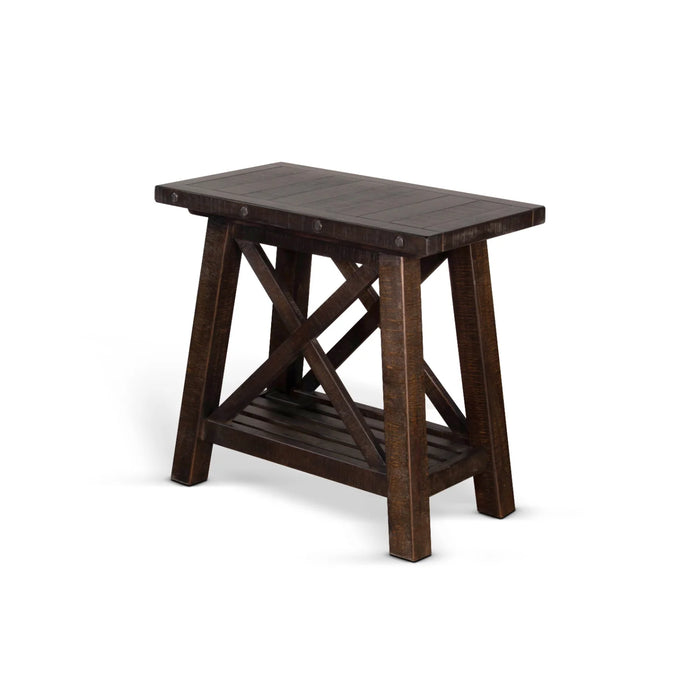 Purity Craft Vivian 16' Farmhouse Mahogany Wood Chair Side Table in Dark Brown Raisin