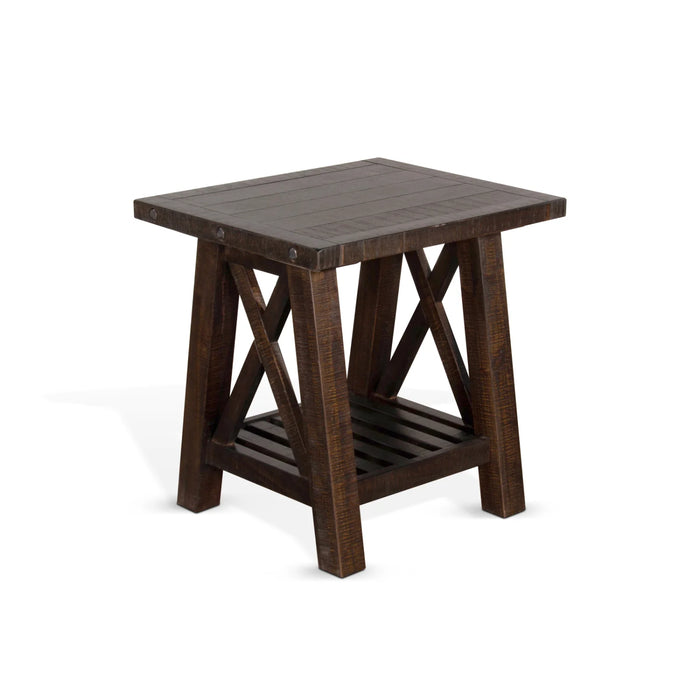 Purity Craft Vivian 24' Farmhouse Mahogany Wood End Table in Dark Brown Raisin