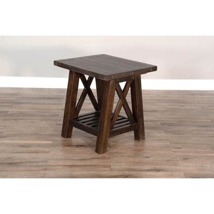 Purity Craft Vivian 24' Farmhouse Mahogany Wood End Table in Dark Brown Raisin