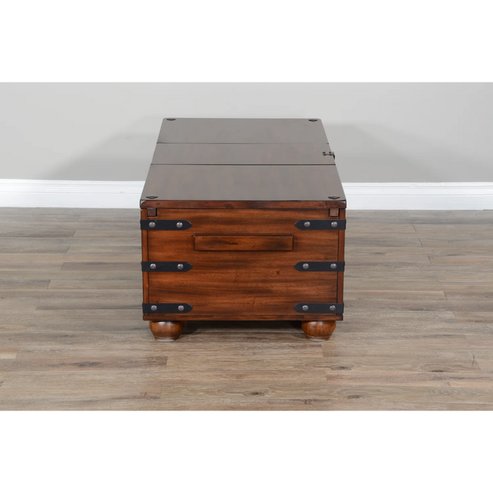 Purity Craft Santa Fe 48' Traditional Wood Trunk Coffee Table in Dark Chocolate