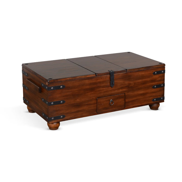 Purity Craft Santa Fe 48' Traditional Wood Trunk Coffee Table in Dark Chocolate