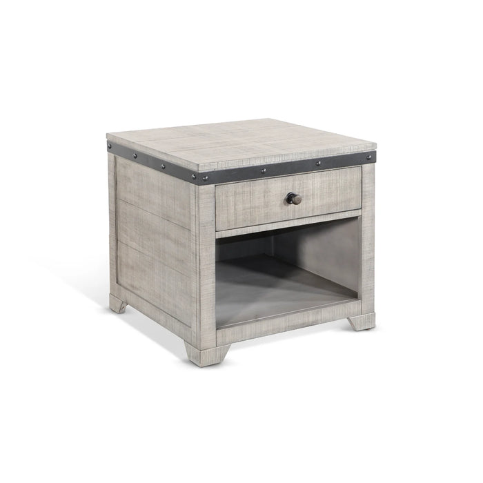 Purity Craft Traditional Mahogany Wood End Table in Alpine Gray