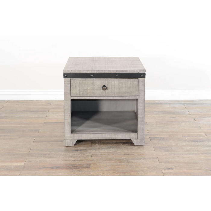 Purity Craft Traditional Mahogany Wood End Table in Alpine Gray