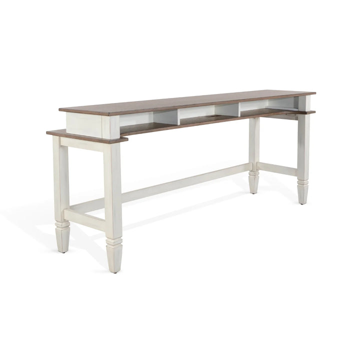 Purity Craft Pasadena Farmhouse Mahogany Console Table in Off White/Light Brown Marble White and Buck Skin