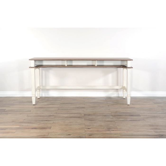 Purity Craft Pasadena Farmhouse Mahogany Console Table in Off White/Light Brown Marble White and Buck Skin