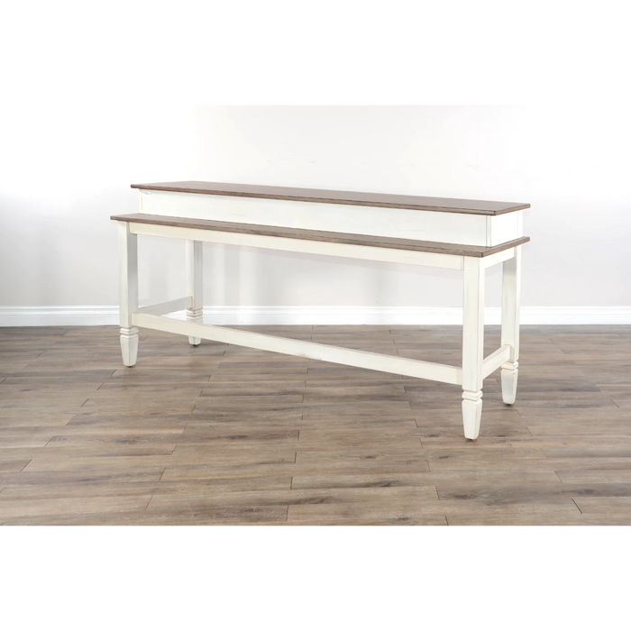 Purity Craft Pasadena Farmhouse Mahogany Console Table in Off White/Light Brown Marble White and Buck Skin