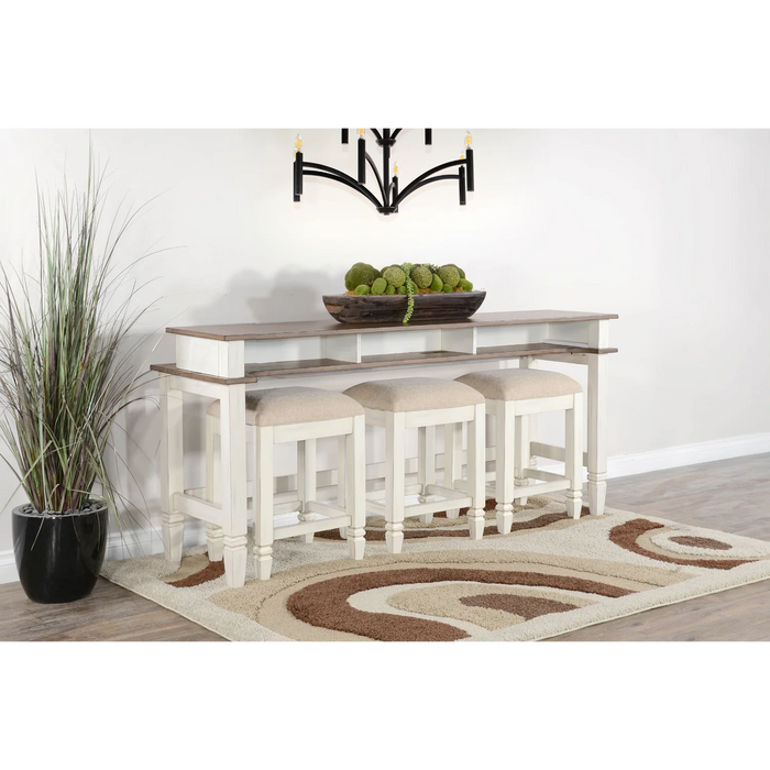 Purity Craft Pasadena Farmhouse Mahogany Console Table in Off White/Light Brown Marble White and Buck Skin