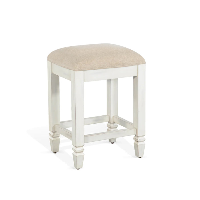 Purity Craft Pasadena Counter Mahogany Counter Stool in Off White/Light Brown Marble White and Buck Skin