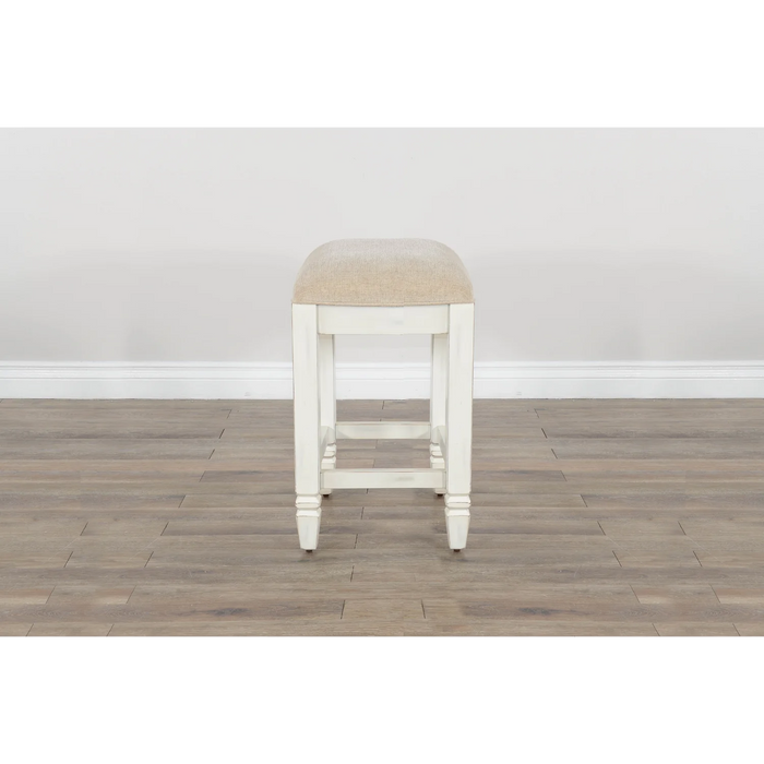 Purity Craft Pasadena Counter Mahogany Counter Stool in Off White/Light Brown Marble White and Buck Skin