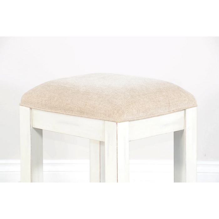 Purity Craft Pasadena Counter Mahogany Counter Stool in Off White/Light Brown Marble White and Buck Skin