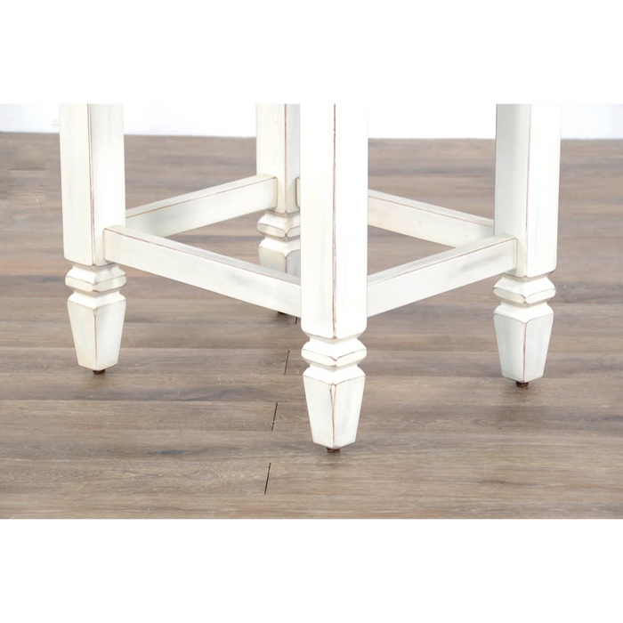 Purity Craft Pasadena Counter Mahogany Counter Stool in Off White/Light Brown Marble White and Buck Skin