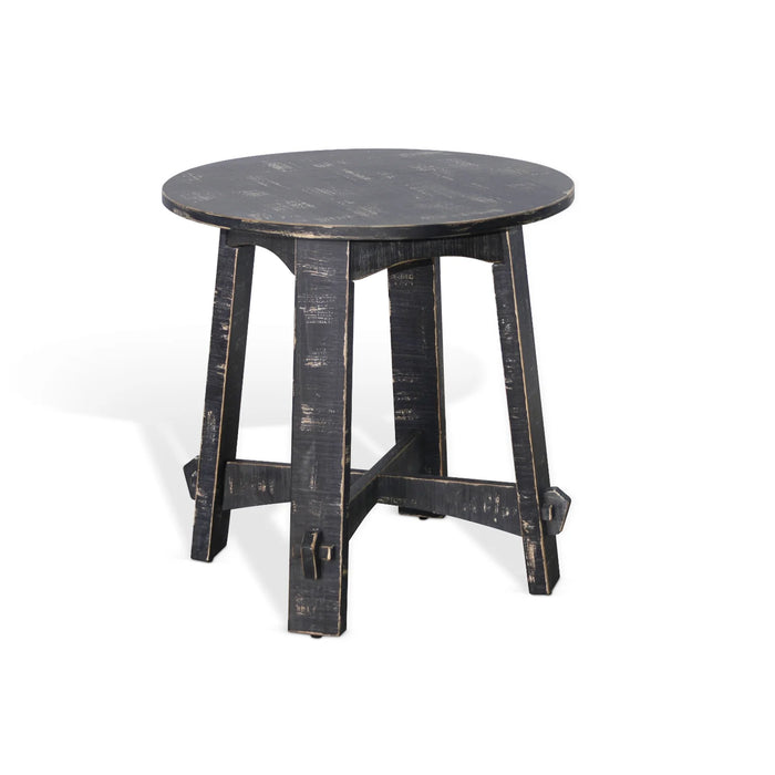 Purity Craft Marina Farmhouse Mahogany Wood End Table in Black Sand