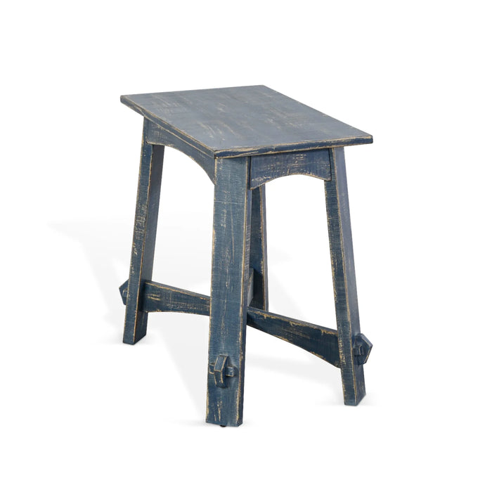 Purity Craft Marina Farmhouse Mahogany Wood Chair Side Table in Ocean Blue