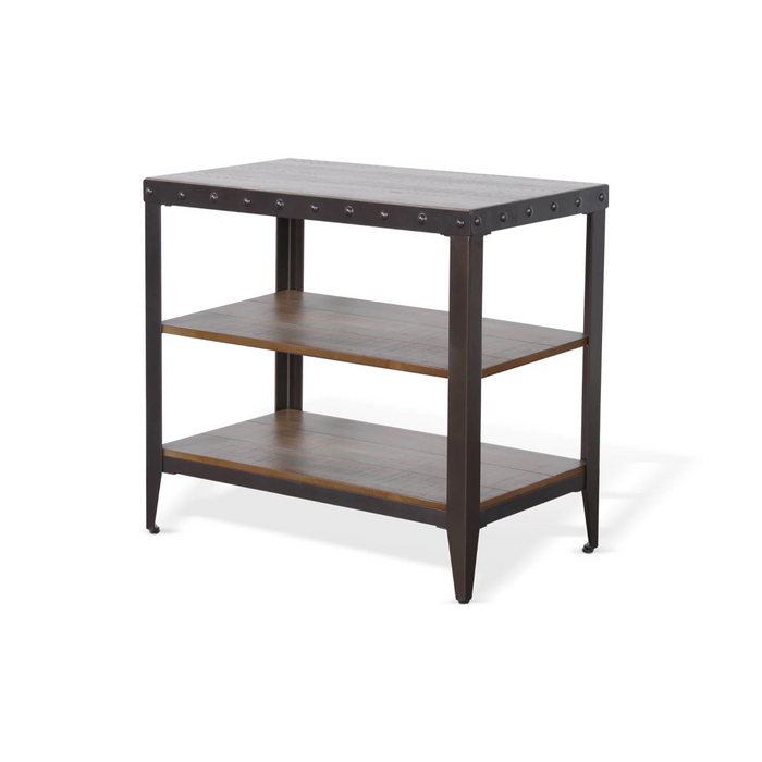 Purity Craft San Diego Metal & Solid Wood Chair Side Table in Antique Brown